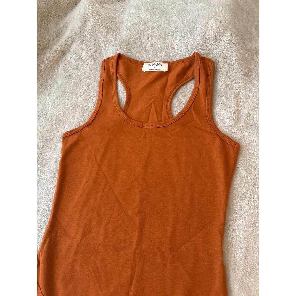 Bodysuit womens juniors orange brown tan high neck racer back layering snaps